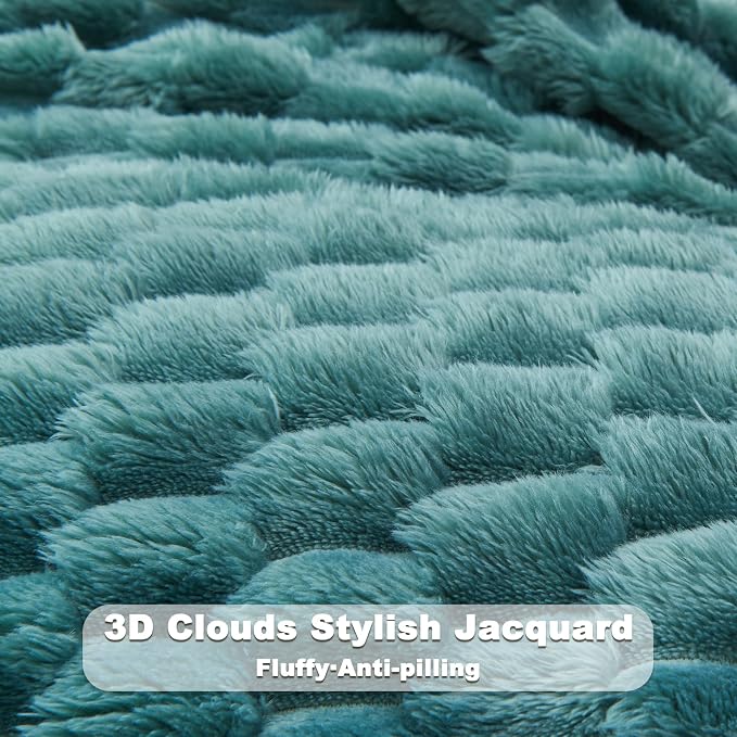 NEWCOSPLAY Fleece Clouds Cozy King Blanket for Couch, Light Teal, 90"x110" | Premium Silky Flannel Blanket, Soft Lightweight Fluffy Throw Blanket for Bed Sofa Decor, Gift for All Season Use