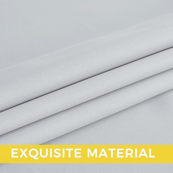 NICETOWN Greyish White Ring Top Panels - Thermal Insulated Shades, 52 x 95 | For Nursery, Kids Room, Yard, Closet, Garage - Breathable Fabric, Privacy Assured, 2 Panels