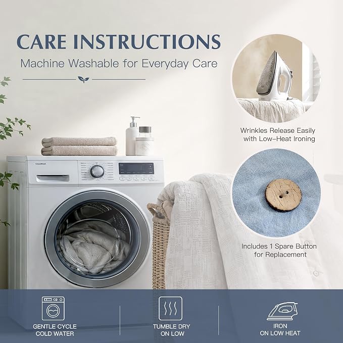 Oli Anderson 100% Egyptian Cotton Duvet Cover Twin Size, Blue, 2 Pieces | Yarn Dyed Jacquard Textured Bedding Set, Striped Boho Design, Pre-Washed, Button Closure, Soft Breathable, All Season Comfort