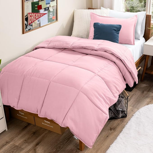 Bare Home Comforter Set - 1800 Ultra Soft (Twin/Twin XL, Light Pink) | All-Season, Breathable, Hypoallergenic, Premium 1800, Warm, Cozy