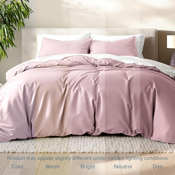 Bare Home Duvet Cover Set 1800 Ultra-Soft (California King, Dusty Pink) | Lightweight, Cooling, Breathable, Premium 1800 Ultra-Soft, All-Season