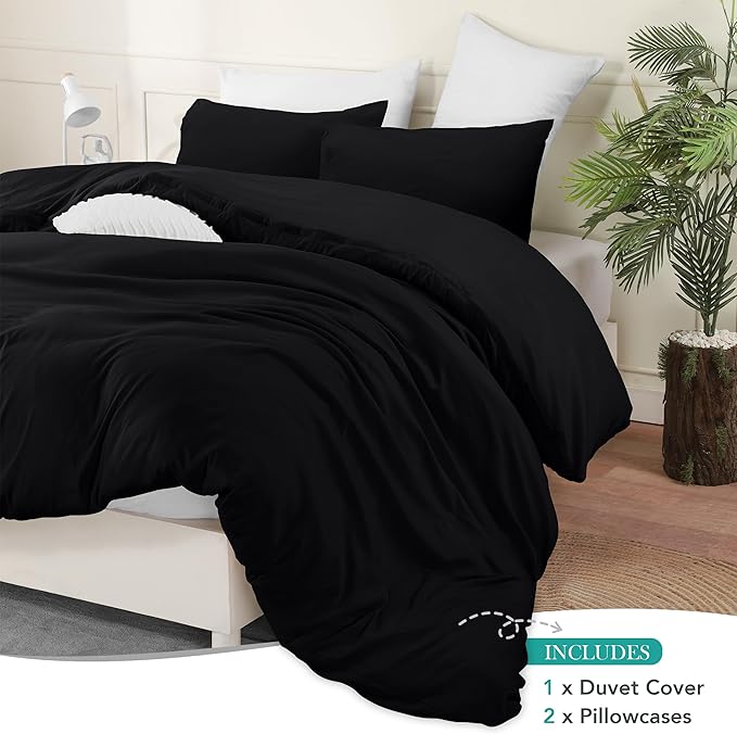 Utopia Bedding Duvet Cover Set with Pillowcases - 3 Pieces Bedding Duvet Cover with Zipper Closure - 1 Duvet Cover with 2 Pillowcases - Soft Brushed Microfiber(Full, Black)