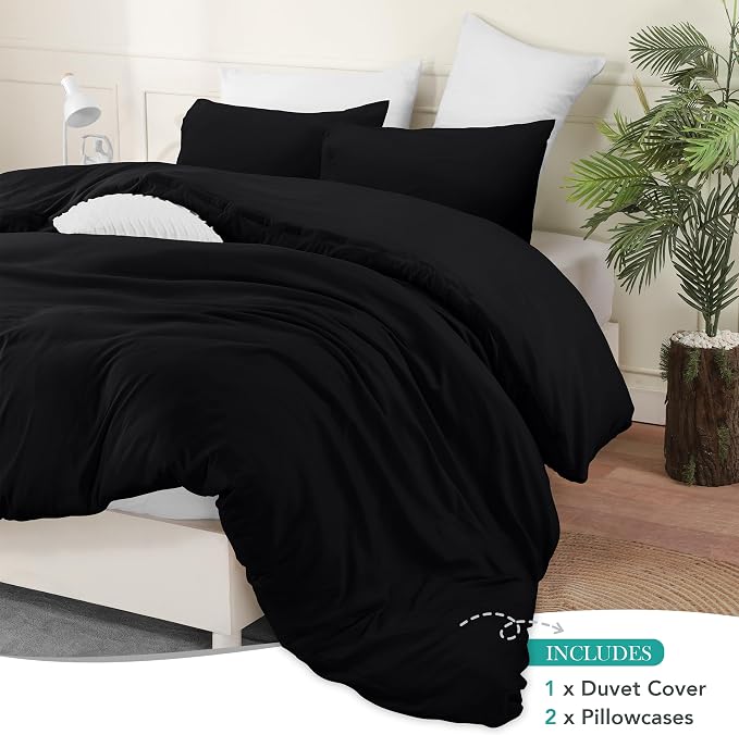 Utopia Bedding Duvet Cover Set with Pillowcases - 3 Pieces Bedding Duvet Cover with Zipper Closure - 1 Duvet Cover with 2 Pillowcases - Soft Brushed Microfiber(King, Black)
