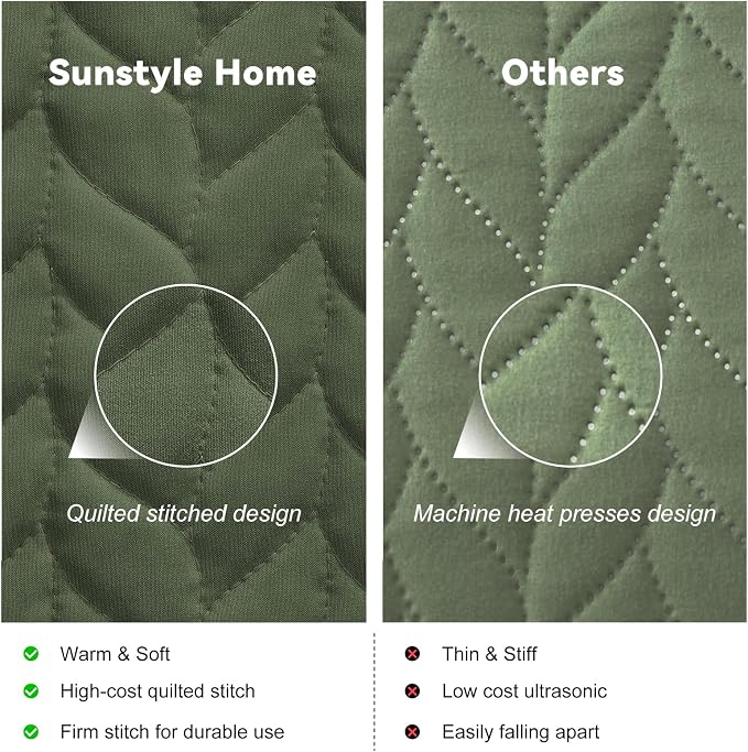 SunStyle Home Twin Quilt Set, Lightweight Bedding Summer Bedspreads,Green | Soft Coverlet With 2 Pillow Shams,Morden Style Quilts for All Season,Suitable for Bed,Couch,Bedroom,Guest Room,68"X86"