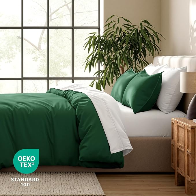 Bare Home Duvet Cover Set 1800 Ultra-Soft (California King, Forest Green) | Lightweight, Cooling, Breathable, Premium 1800 Ultra-Soft, All-Season