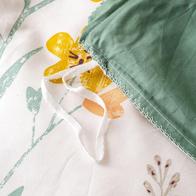 OAITE Twin Duvet Cover Set 3pcs 100% Cotton with Green Pastoral | Cottagecore,Soft, Breathable,Long-lasting,Comfort,Hidden Zipper,8 Corner Ties,Easy Care for All Season