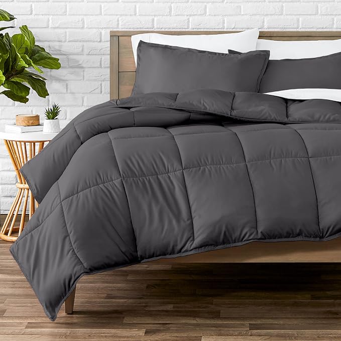 Bare Home Queen Comforter Set - 1800 Ultra Soft (Queen, Forged Iron Grey) | All-Season, Breathable, Hypoallergenic, Premium 1800, Warm, Cozy