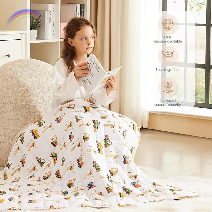 Weighted Blanket - 10 lbs Engineering Vehicles Heavy Blanket - Small Size Breathable Lap Blanket(50"x60", 10 lbs)