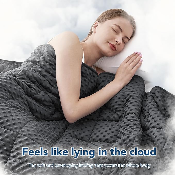 Weighted Blanket for Adults (15lbs 48"x72"), Minky Dots Heavy Blanket for 140-160lbs Sleeping, Soft, Cozy and Cooling Weighted Throw Blankets, Machine Washable, Grey