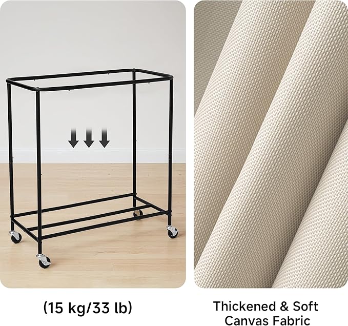StorageWorks 3 Section Laundry Hamper, 120L Beige Sorter Cart with Wheels | 3 Section Beige Sorter Cart, Rolling Organizer for Bedroom, Bathroom, Apartment, Hotel
