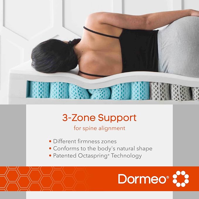 Dormeo RV Short King Cooling Mattress Topper - Octaspring | 3-Zone Octaspring Springs, Relieves Pressure Points, Medium Firmness, Designed To Fit Compact RV And Camper Mattresses