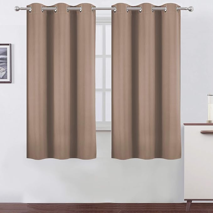 Cappuccino Thermal Blackout Curtains/38 x 63 Inch/Set of 2 Panels Room Darkening Curtains for Bedroom