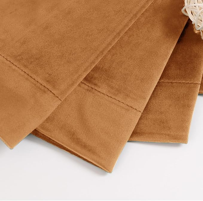 BGment Orange Blackout Velvet Curtains 2 Panels for Bedroom, 52 x 72 Inch | Thermal Insulated, Noise Reducing, Energy Saving, Luxury, Super Soft, Living Room Thick Window Curtains, Back Tab Rod Pocket