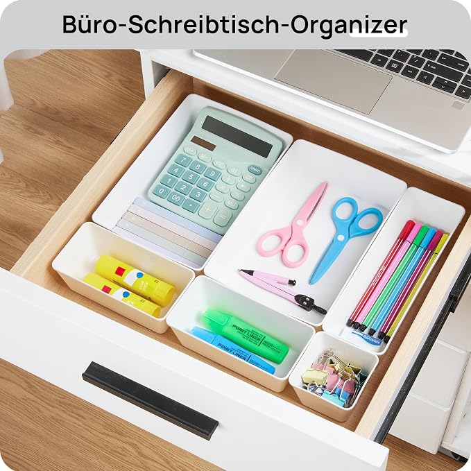 Vtopmart 25 Pack Plastic Drawer Organizers with Non-slip Rubber Pads | 4-Size Versatile Makeup Organizer, Storage Containers Small Bins for Makeup, Jewelries, Bedroom, Kitchen Utensils and Office