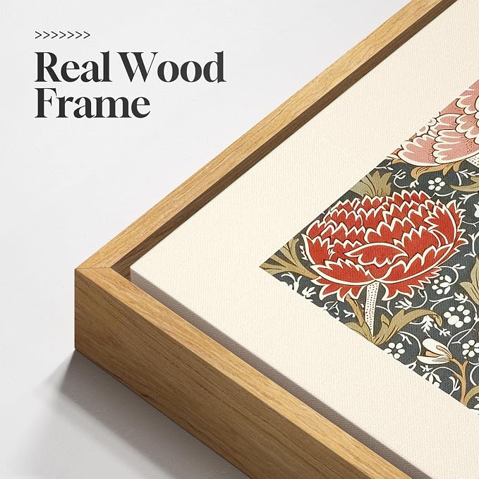 Large Framed Green William Morris Botanical Floral Wall Art, Set of 3 | Vintage, Canvas prints, Retro classic, Natural pattern, 30x60 inch, Living room, Bedroom, Dining room, Hallway decor