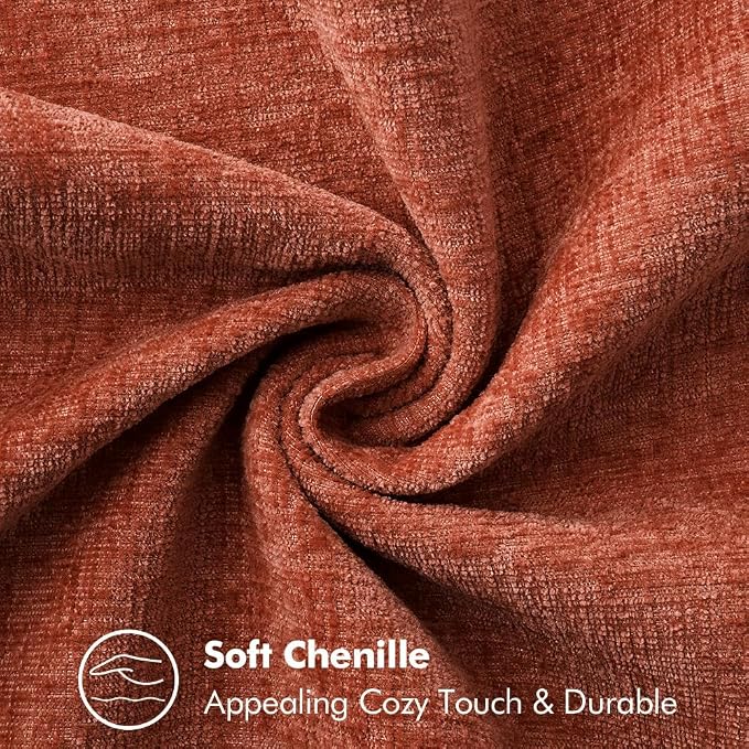 MIULEE Fall Decorative Couch Throw Pillow Covers 20x20 Inch Burnt Orange | 2 Pack, Terracotta Farmhouse Pillow Covers with Stitched Edge, Soft Chenille Cushion Cases, Sofa Bed Living Room Home Decor