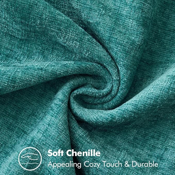 MIULEE Decorative Couch Throw Pillow Covers 20x20 Inch Teal 2 Pack | Farmhouse Pillow Covers with Stitched Edge, Soft Chenille Cushion Cases, for Sofa Bed Living Room Home Decor