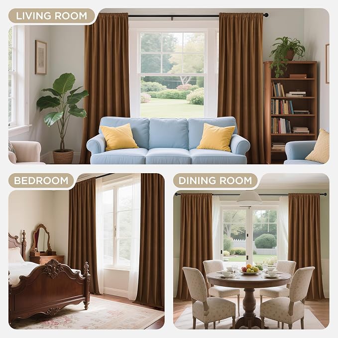 Joydeco 100% Blackout Curtains Velvet Black Out Curtain 90 Inch Drapes | for Bedroom Living Room, Heat and Light Blocking, Thermal Insulated Luxury Heavy Duty Curtain 2 Panels Back Tab&Rod Pocket