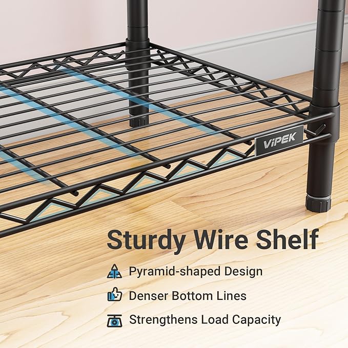 VIPEK V5 Medium Freestanding Clothes Rack, Modular Closet System, Black | 790 lbs Load, 4 x 19.5 in hanging rods, 8 x shelves (2 adjustable), Supports expansion with accessories
