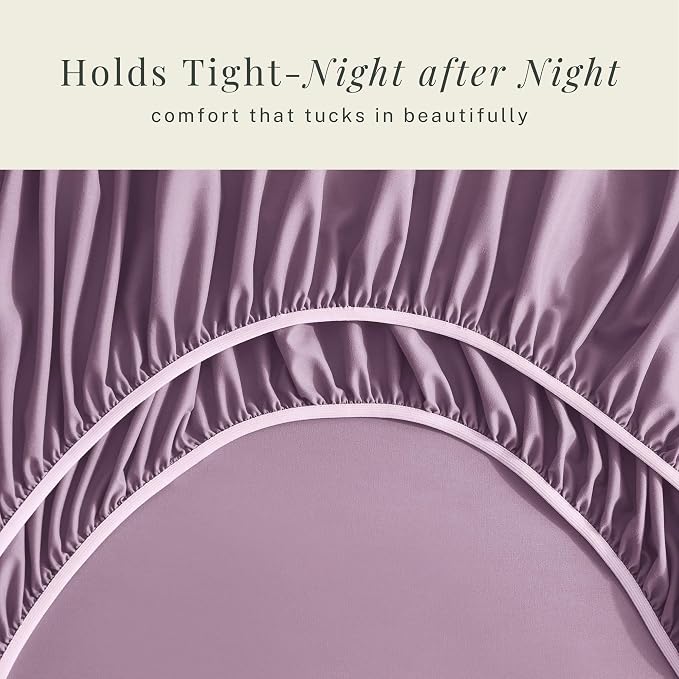 Hearth & Harbor Extra Deep Pocket Sheets - Fits Mattress 18-24 Inches Deep - Extra Deep Pocket Split King Size Sets - 7 Piece Split King Size - Lavender