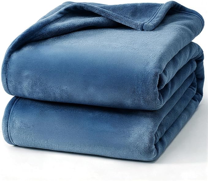 Hansleep King Mineral Blue Fleece Blanket, Soft Flannel Bed Blanket | Fuzzy Cozy Blanket 90x108 Inches, Multi-use for Bed, Sofa, Couch, Travel, Camping, All Season Warm Lightweight Cover