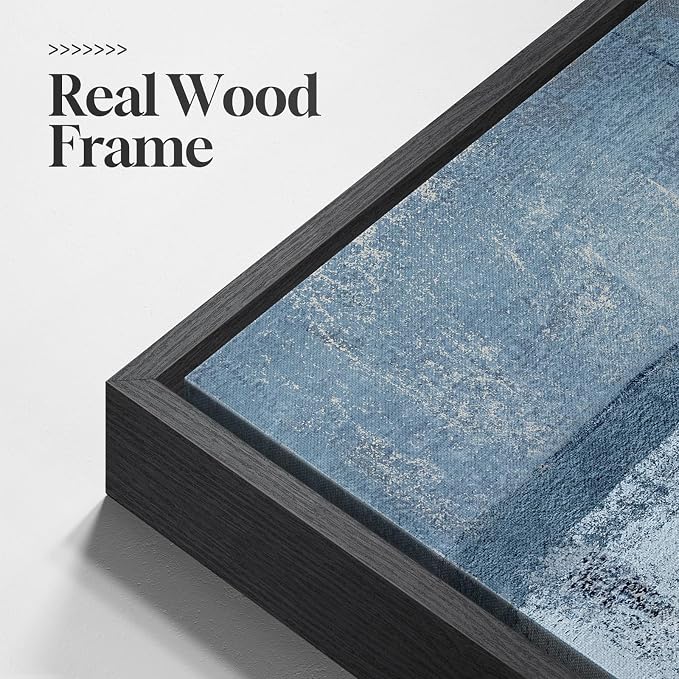 Large Framed Blue and Gray Abstract Wall Art for Living Room, 3 Piece 24x36 | Minimalist color block pictures, Canvas prints, Solid wood frame, Modern paintings, Wall decor for hallway office bedroom