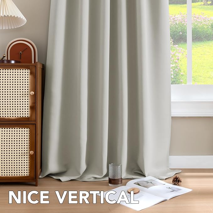 H.VERSAILTEX Blackout Curtains Thermal Insulated Window Treatment Panels Room Darkening Blackout Drapes for Living Room Back Tab/Rod Pocket Bedroom Draperies (2 Panels, Pale Oak, 52 x 63 Inch)