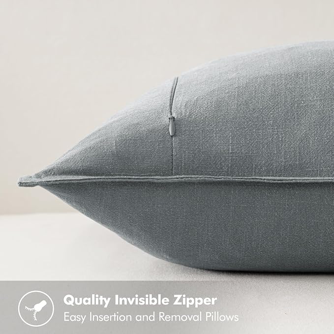 MIULEE Decorative Linen Pillow Covers 20x20 Inch Gray | Boho Farmhouse Neutral Couch Throw Pillows for Bed, Pack of 2 Accent Modern Pillowcases, Sofa Livingroom Home Decor