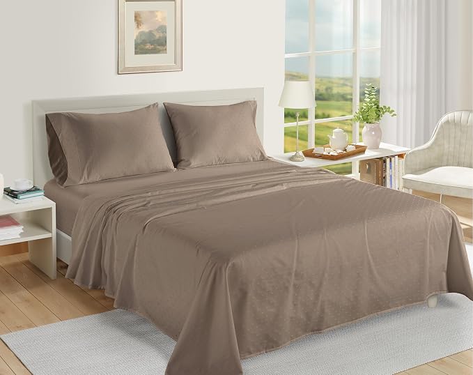 LANE LINEN Split King Sheets Sets for Adjustable Bed Sateen Weave - Taupe | Split King Sheets - 5-Piece Set, For Guests And Everyday Use, For A Silky Hotel-Style Bed, Made For Adjustable Beds