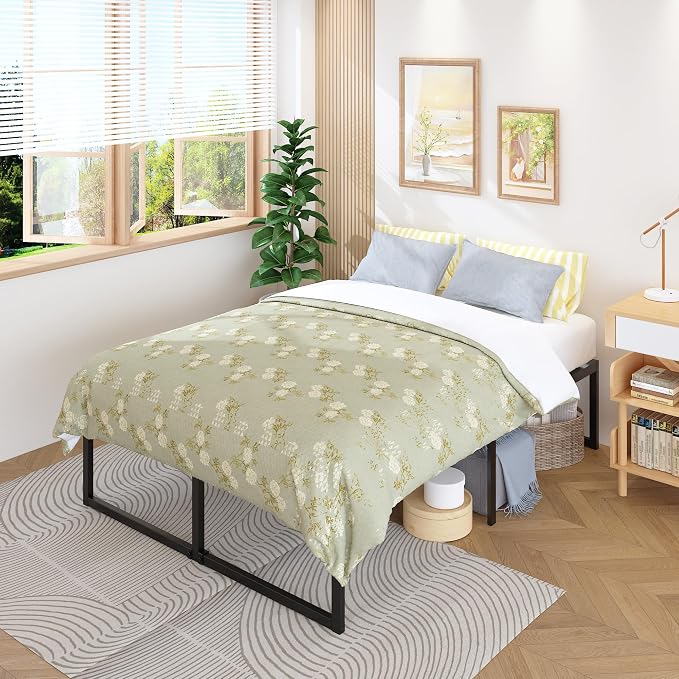 Lutown-Teen 18 Inch King Bed Frame with Heavy Duty Steel Slat Support | Sturdy Mattress Foundation, Metal Platform Beds No Box Spring Needed, Noise Free, Easy Assembly, Black