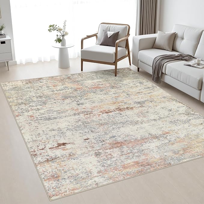 Area Rug Living Room: 5x5 Modern Washable Indoor Soft Carpet Taupe | For Bedroom Dining Room Farmhouse Nursery Hallway Office,Modern Abstract,Machine washable,Non-Slip,Stain Resistant,Indoor