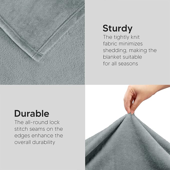 Utopia Bedding Soft Fleece Bed Blanket King Size Ash Grey (90x102 Inch) | Microfiber Plush Warm Lightweight Breathable Cozy Blanket Anti-Static, All Season Use, Gift for Women and Men