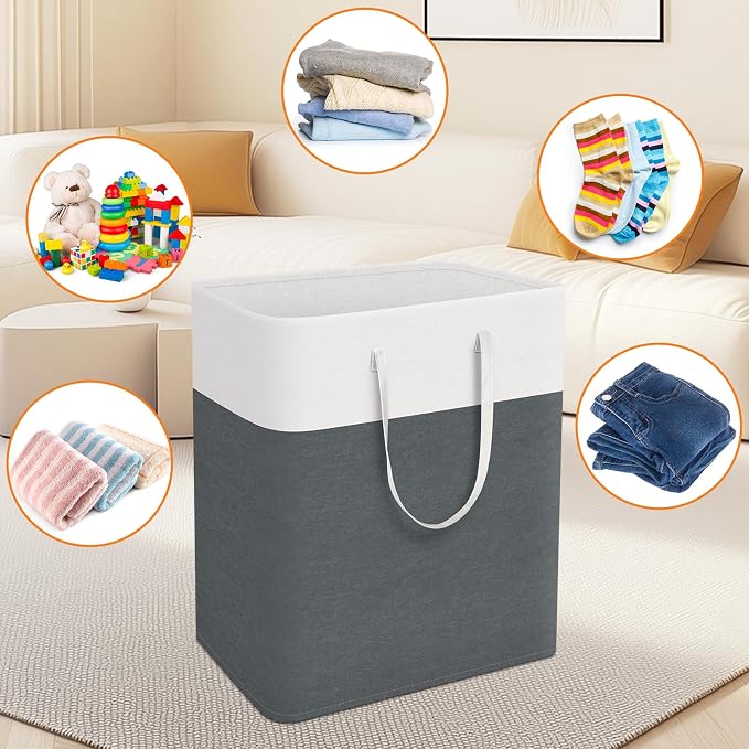 TasticTotes Laundry Basket 3-Pack, Laundry Hamper, 100L-Grey | Clothes Laundry Hamper, Collapsible Laundry Basket, Freestanding laundry hamper with Handles for Home or Dorm