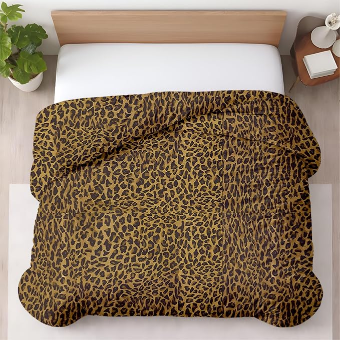 1 Pc Duvet Cover Twin XL/Twin - Cotton - Soft Premium Durable Cheetah Animal Print Comforter Cover - Zipper Closure & 7 Corner Ties- (Leopard, 68" X 90")