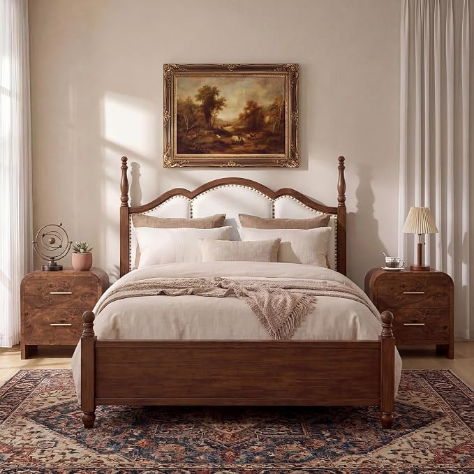 Night Stand [Unique Curved Profile] [FSC-Certified Wooden Board] 2-Drawer Nightstand 24" H Metal Handle Modern Sturdy Bedside Table Side Table End Table | [Curved Profile] [FSC-Certified Wooden Board] Nightstand 24" H Metal Handle Modern Bedside Table ...