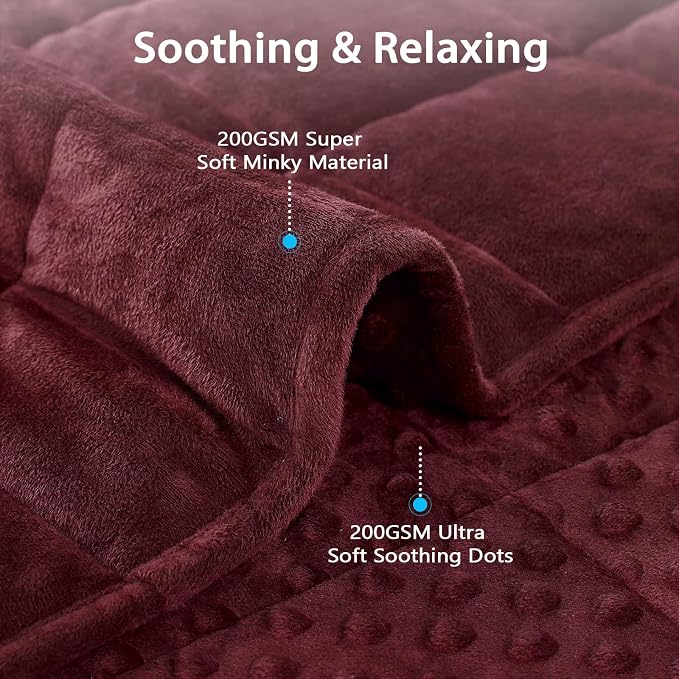 L'AGRATY Weighted Blanket for Adult - 60"x80" 20lbs Minky Dots Heavy Blanket with Glass Beads Soft Breathable for All-Season Summer Fall Winter Thick Comfort for Sleeping