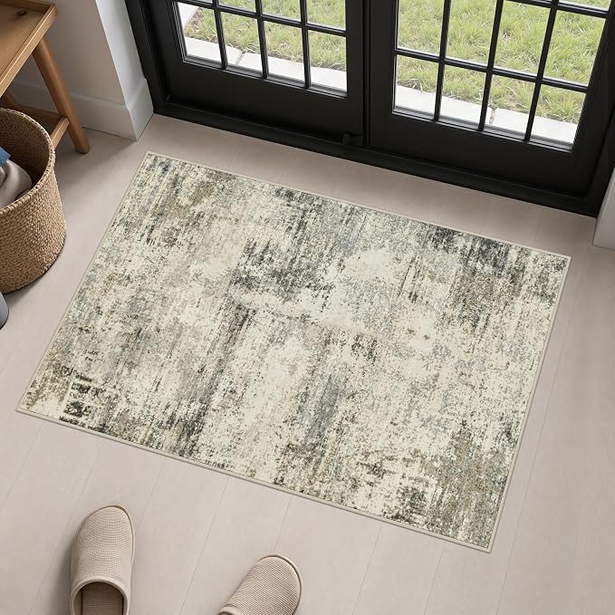 2x3 Washable Entryway Rug: Modern Abstract Soft Carpet Ash Brown | For Entrance, Bedroom, Kitchen, Laundry, Bathroom,Door Mat,Modern Abstract,Machine washable,Non-Slip,Stain Resistant,Indoor