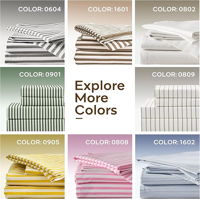JELLYMONI 100% Cotton Classic Striped Queen Duvet Cover Set, Grey | Breathable Softness, Oeko-Tex Certified, Classic Stripes, 8 Corner Ties & Double Hidden Zipper