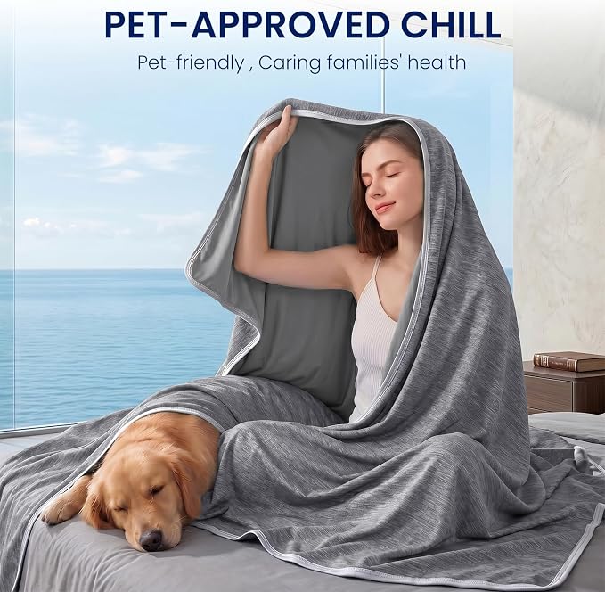 Topcee Cooling Blanket Throw 50"x70" for Hot Sleepers Summer Blanket | Absorbs Heat Cold Summer Blanket for Night Sweats & Menopause Q-Max>0.5 Lightweight Breathable Soft Double-Side Cooling