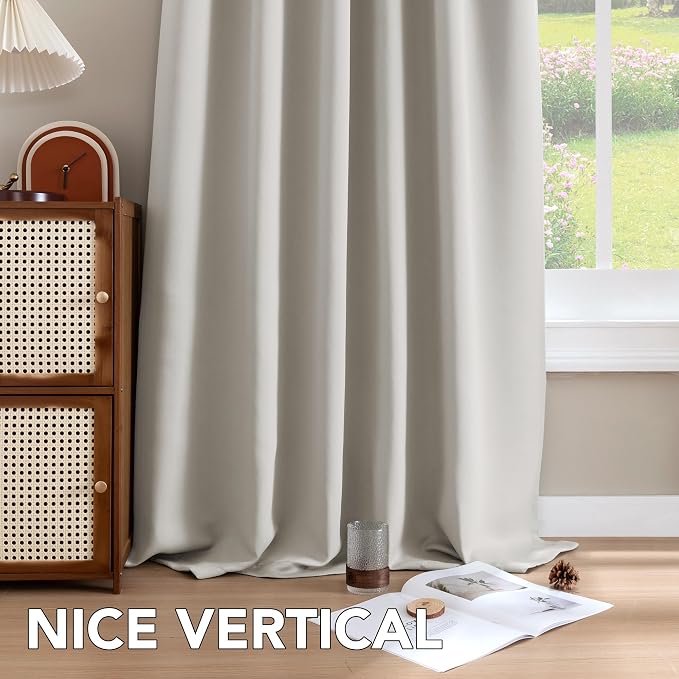 H.VERSAILTEX Blackout Curtains Thermal Insulated Window Treatment Panels Room Darkening Blackout Drapes for Living Room Back Tab/Rod Pocket Bedroom Draperies, 52 x 72 Inch, Ivory/Cream, 2 Panels
