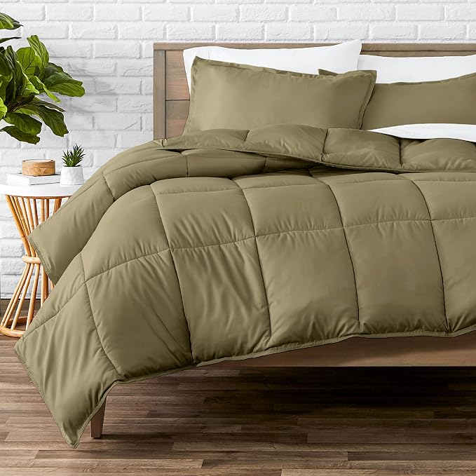Bare Home Comforter Set - 1800 Ultra Soft (Oversized King, Olive) | All-Season, Breathable, Hypoallergenic, Premium 1800, Warm, Cozy