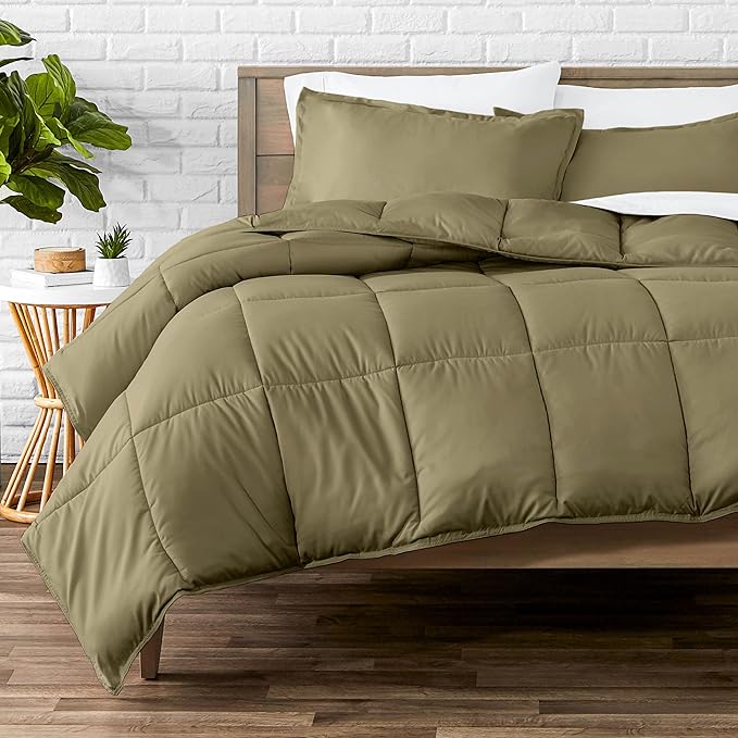 Bare Home Comforter Set - 1800 Ultra Soft (King/Cal King, Olive) | All-Season, Breathable, Hypoallergenic, Premium 1800, Warm, Cozy