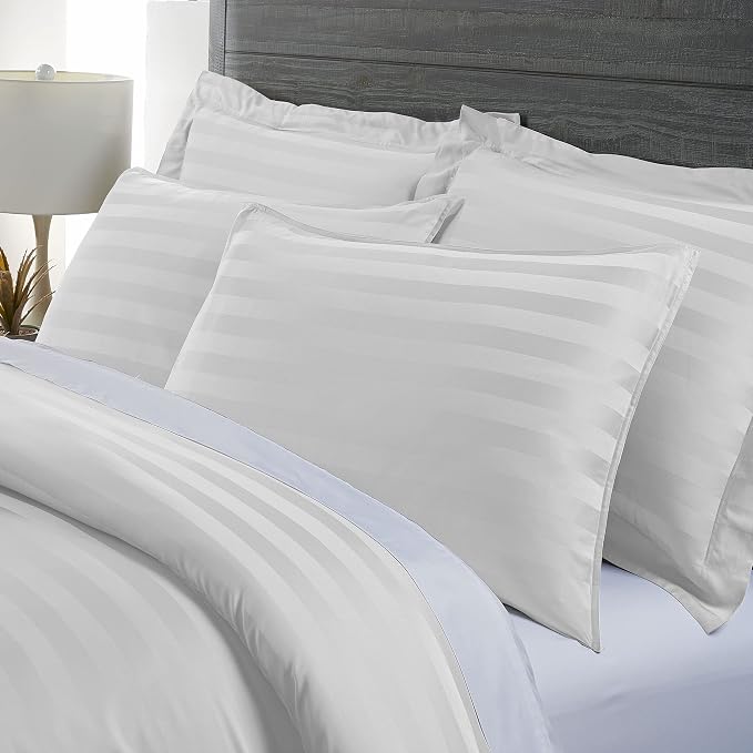 Pure Bamboo King Duvet Cover, 3 Piece Set, Genuine 100% Organic Viscose Derived from Bamboo, Luxuriously Soft and Cooling, 2 Pillowcases (King, Jacquard White)