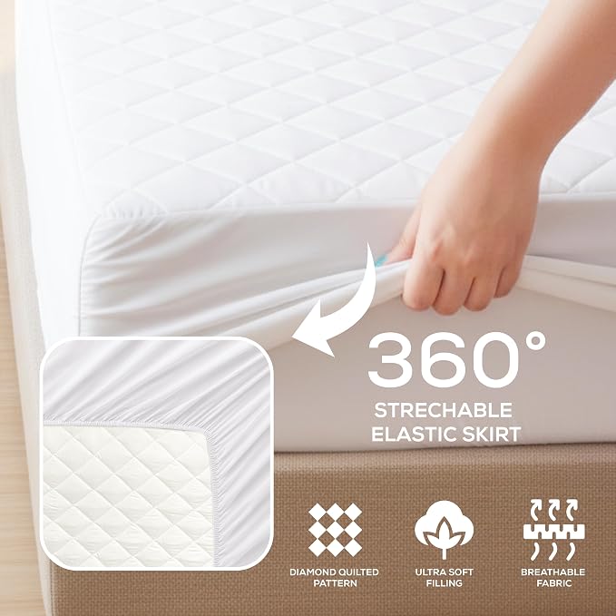 Bulk 10-Pack Full Hotel Quilted Mattress Pad, 16" Deep, White | Soft Breathable Fitted Mattress Topper Cover, Noiseless, Deep Pockets & Machine Washable for Home & Hotels by Utopia Bedding