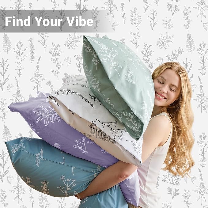 MUXHOMO Duvet Cover King Size, Reversible Floral White Duvet Cover Set with Zipper Closure, 3 Pieces Botanical Patterns Soft Microfiber Bedding Set (90"x104", 2 Pillow Cases 20"×36")