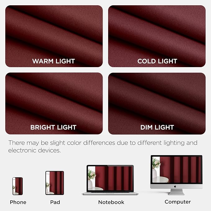 Joydeco Blackout Patio Sliding Door Curtains, Privacy Room Divider Curtains | Extra Wide Thermal Blackout Curtains for Bedroom Living Room, Curtain for Patio Door (Burgundy Red, 60Wx96L, 1 Panel)