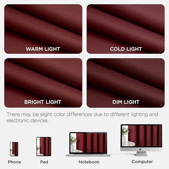 Joydeco Blackout Patio Sliding Door Curtains, Privacy Room Divider Curtains | Extra Wide Thermal Blackout Curtains for Bedroom Living Room, Curtain for Patio Door (Burgundy Red, 70Wx96L, 1 Panel)