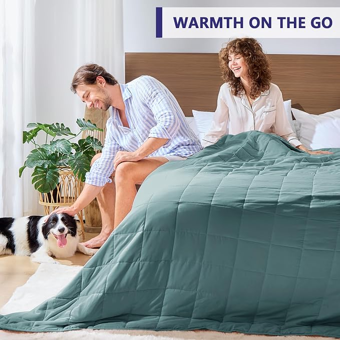 yescool Weighted Blanket for Adults (25 lbs, 88” x 104”, Teal) Cooling Heavy Blanket for Sleeping Perfect for 240-260 lbs, King Size Breathable Blanket with Premium Glass Bead
