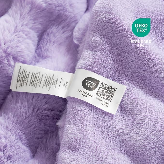 Cozy Bliss Faux Fur Throw Blanket for Couch, Fuzzy Soft Plush Thick Bubble Blanket for Sofa Bedroom Living Room, 60 * 80 Inches Lavender Purple