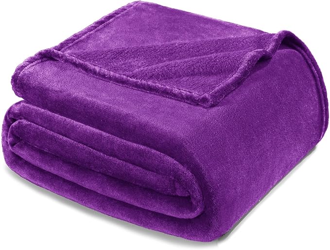 Exclusivo Mezcla Soft Fleece Blanket Twin Size for Bed, Purple | 60x80 Inches, Double-Sided Brushed Flannel, Lightweight Plush Cozy Blanket for Home Decor, All Season, Machine Washable